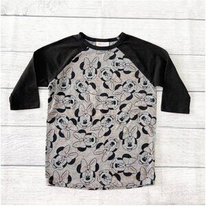LuLaRoe Disney Minnie Mouse Raglan Shirt Girls 3/4 Sleeve Bow Print Top 4